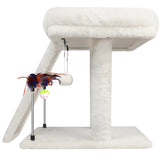 Cozy Beige Cat Tree with Condo, Scratch Post, Hammock & Fun Hanging Balls for Your Feline Friends