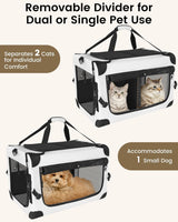 Large Cat Carrier for 2 Cats Soft Sided Travel Crate Up to 55lbs