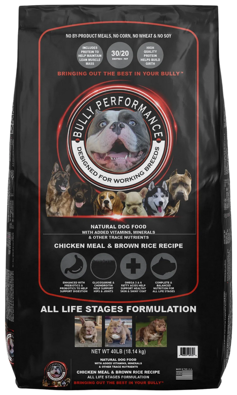 Bully Performance All Life Stage Dog Food 30% Protein 20% Fat 40lbs.