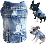Pet Dog Cat Blue Denim Jeans Jacket Coat Vest