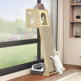 Luxury Wall-Leaning Cat Climbing Tower — Modern Cat Climber with Scratching Mat & Perch