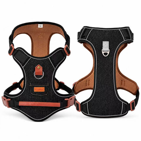 Denim No-Pull Dog Harness – Reflective & Adjustable