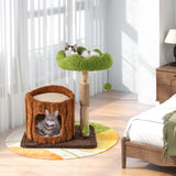 Multifunctional Cat Tree Cat Tower with Scratching Posts and Top Perch-Brown