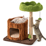 Multifunctional Cat Tree Cat Tower with Scratching Posts and Top Perch-Brown