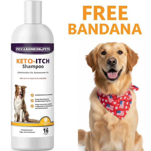 Piccardmeds4pets Keto-Itch Relief Medicated Shampoo Pet Dog 16 oz. + FREE Bandana!