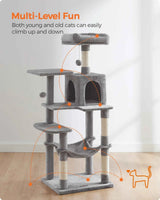 56.3" Multi-Cat Tree Tower Hammock, Condo & Scratching Posts for Indoor Cats