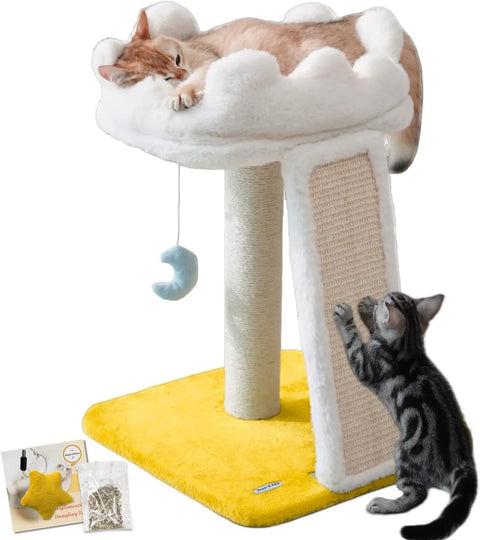 New Cloud Cat Tree Tower, Cat Scratching Post with Bed, Small Cat Tree, Compact Cat Tower with