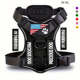 Reflective Dog Vest Harness with 5 PCS Patches Service Dog Harness Adjustable Soft Oxford Pet Harness