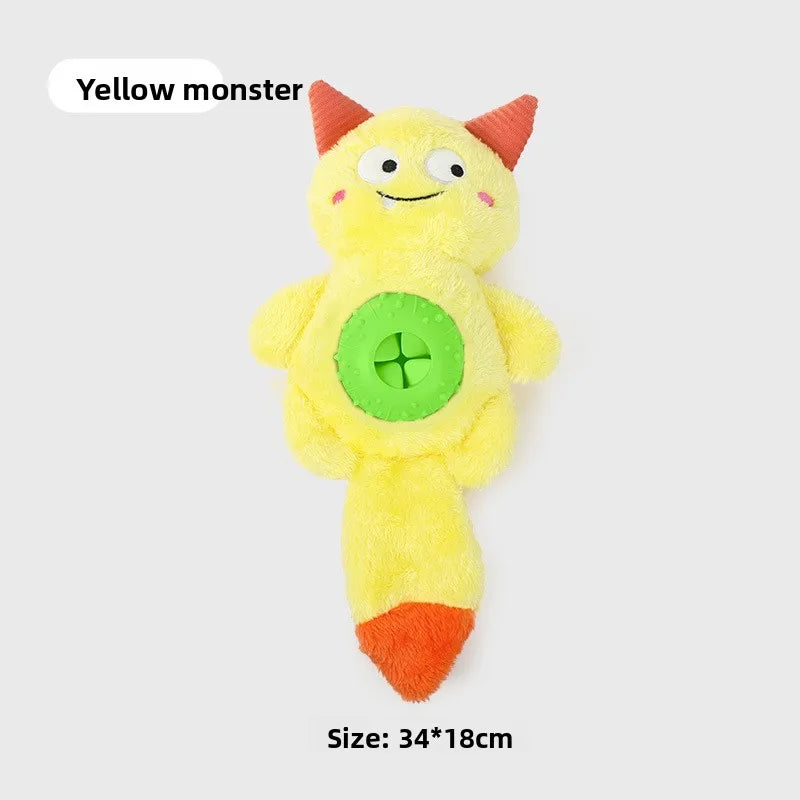 Cute Monster Plush Dog Toy with Sound Generator Crinkle Paper Interactive Chew Treat Dispenser Toy for Puppies & Dogs