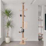 [ Tall Wood Cat Tower] Wood Cat Tree Wall - Pine Wood - With Sisal Scratching Posts - Durable Versatile