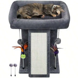 Cat Tree Tower With Scratching Board And Toy Balls Grey