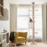 [ Tall Wood Cat Tower] Wood Cat Tree Wall - Pine Wood - With Sisal Scratching Posts - Durable Versatile