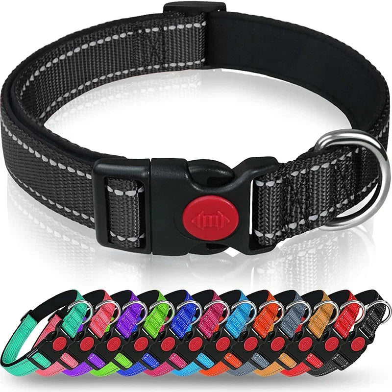 Reflective Nylon Dog and Cat Collar, Adjustable Pet Safety Collar, Reflective Retractable Leash for Small and Medium Dogs