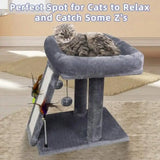 Cat Tree Tower With Scratching Board And Toy Balls Grey