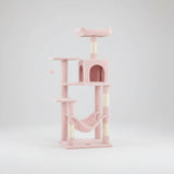 56.3" Multi-Cat Tree Tower Hammock, Condo & Scratching Posts for Indoor Cats