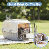 Sided Pet Carrier For Small Dogs & Cats, Airline Approved Travel Crate With Enhanced Security Latches, Front & Top Load Wire Door, Food Bowl For Traveling, Hiking, Camping