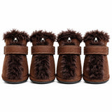 Pet Life ® Fur-Comfort 3M Insulated Fashion Fur and Suede Winter Dog Shoes Boots - Set of 4